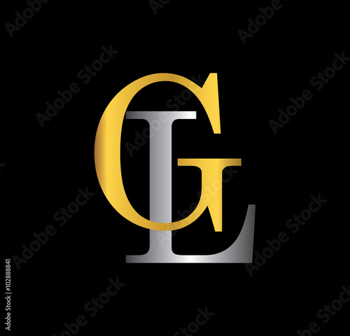 GL initial letter with gold and silver