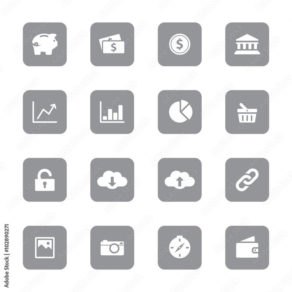 web icon set 4 on gray rounded rectangle for web design, user interface (UI), infographic and mobile application (apps) web icon set 4 on gray rounded rectangle for web design, user interface (UI), infographic and mobile application (apps)