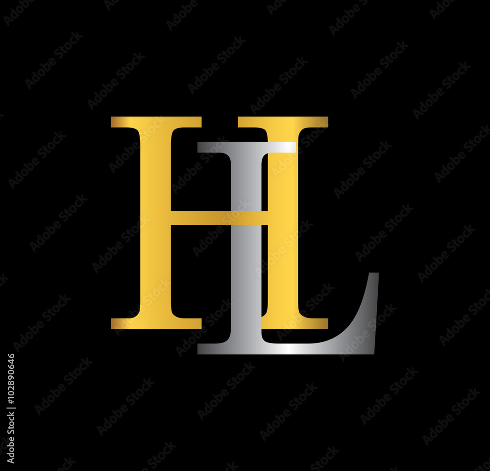 HL initial letter with gold and silver HL initial letter with gold and silver