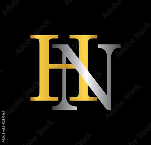 HN initial letter with gold and silver