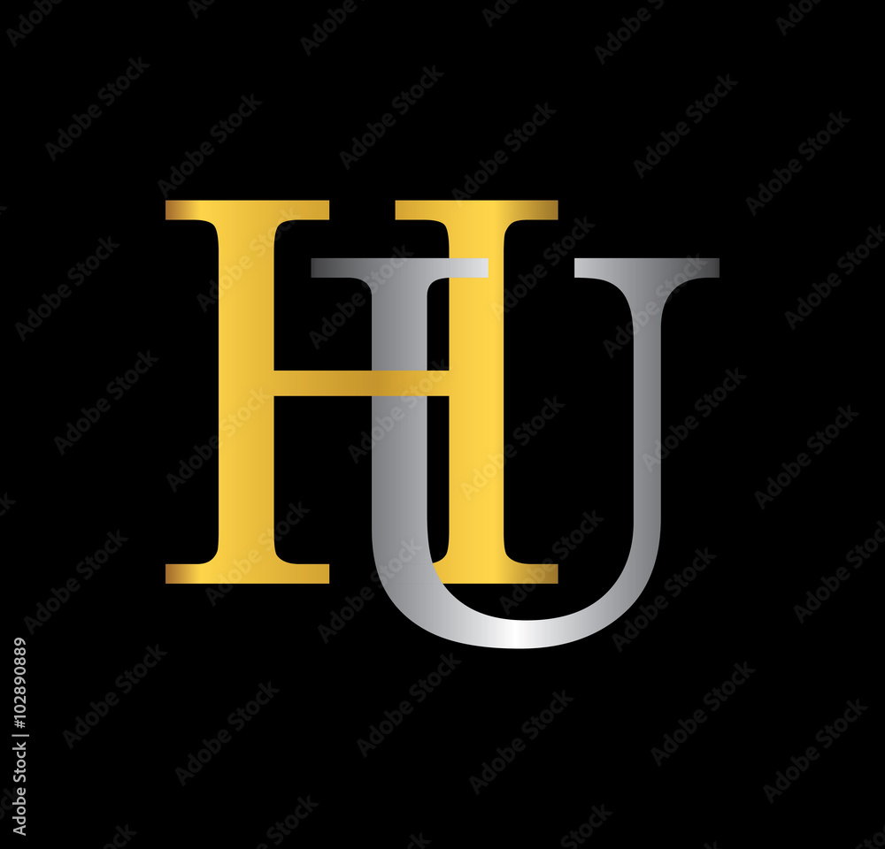 HU initial letter with gold and silver HU initial letter with gold and silver