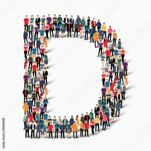 group  people  shape letter D vector