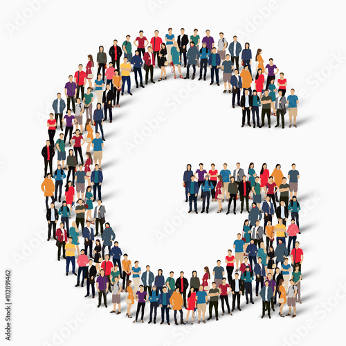 group  people  shape letter G vector