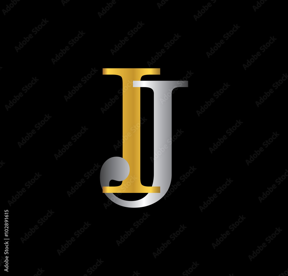 IJ initial letter with gold and silver IJ initial letter with gold and silver