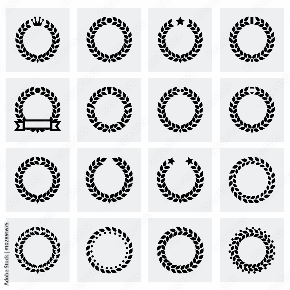 Vector Laurel wreaths icon set