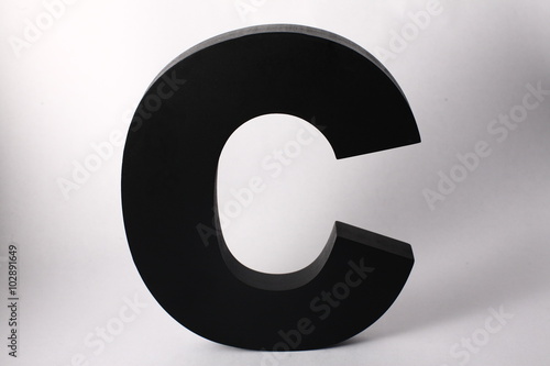 Letter C in Black on White Background