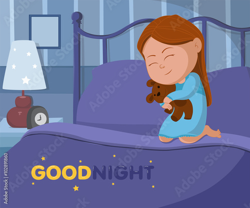 kid hug bear.vector and illstration.