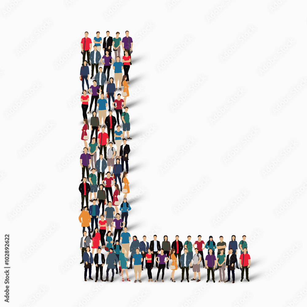 group people shape letter L group people shape letter L