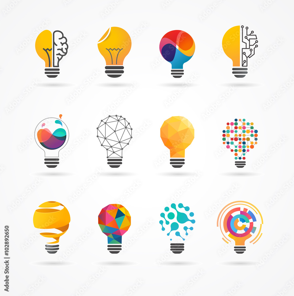 Light bulb - idea, creative, technology icons - obrazy, fototapety, plakaty 