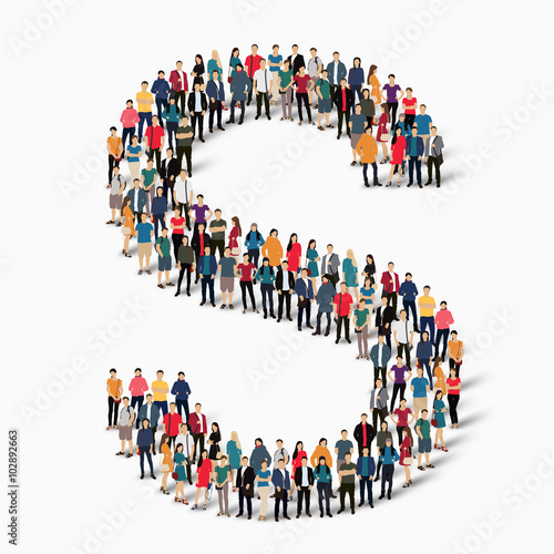 group  people  shape letter S 