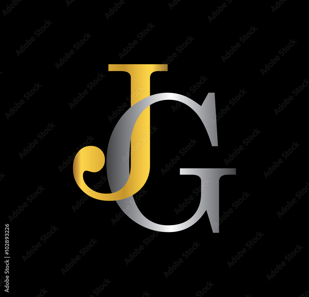 JG initial letter with gold and silver JG initial letter with gold and silver