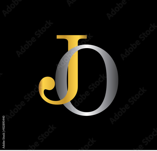 JO initial letter with gold and silver