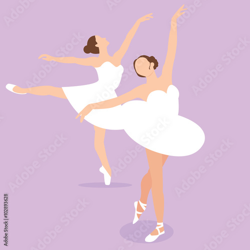 ballerina girl ballet pose dance action perform illustration vector 