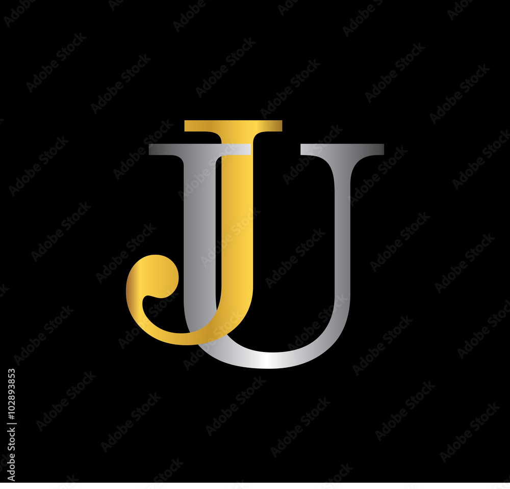 JU initial letter with gold and silver JU initial letter with gold and silver