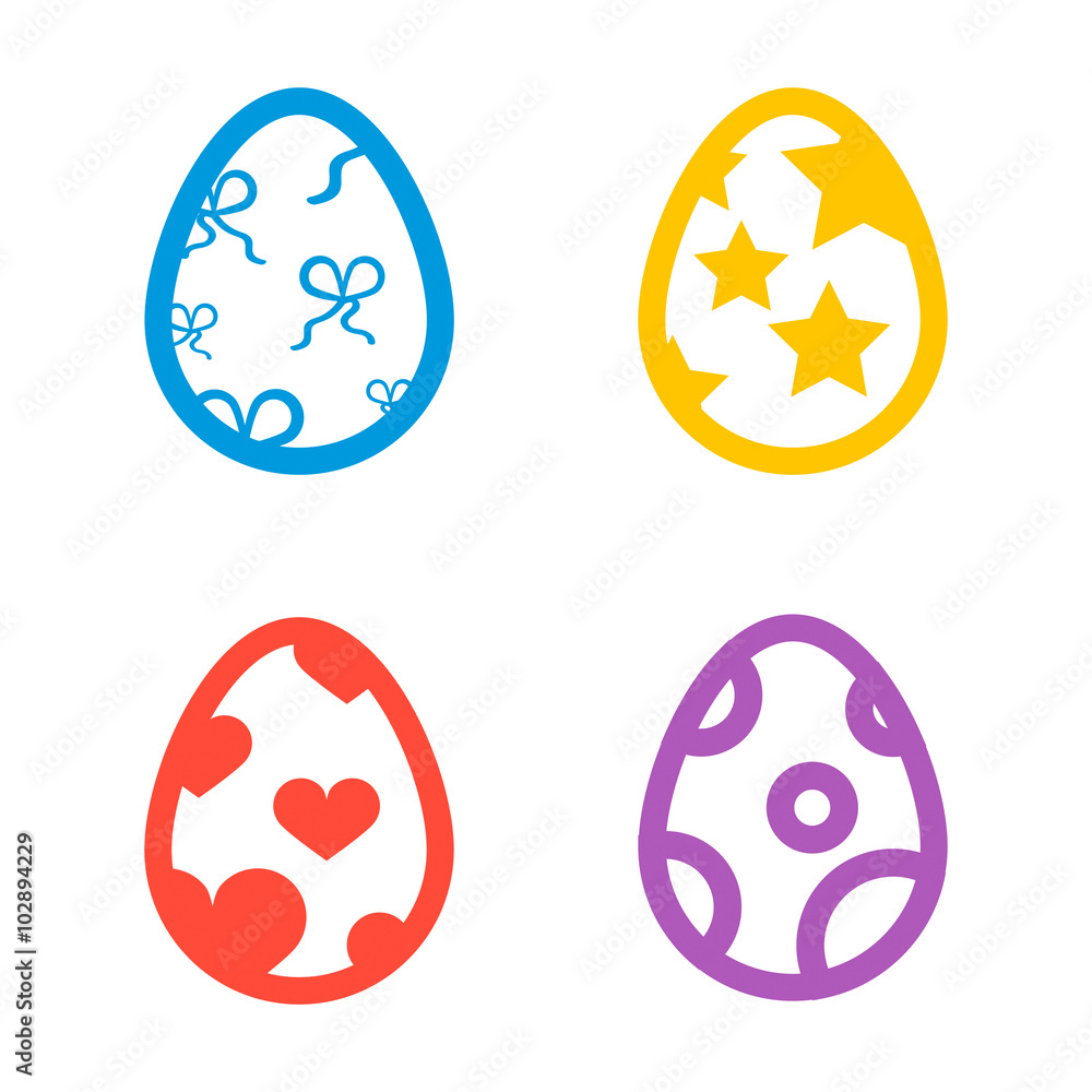 Icon set of colored Easter eggs Holiday icon vector