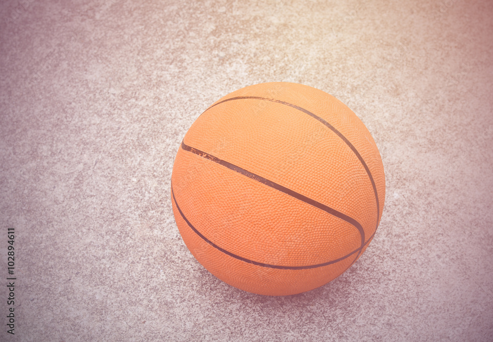 Basketball on cement floor
