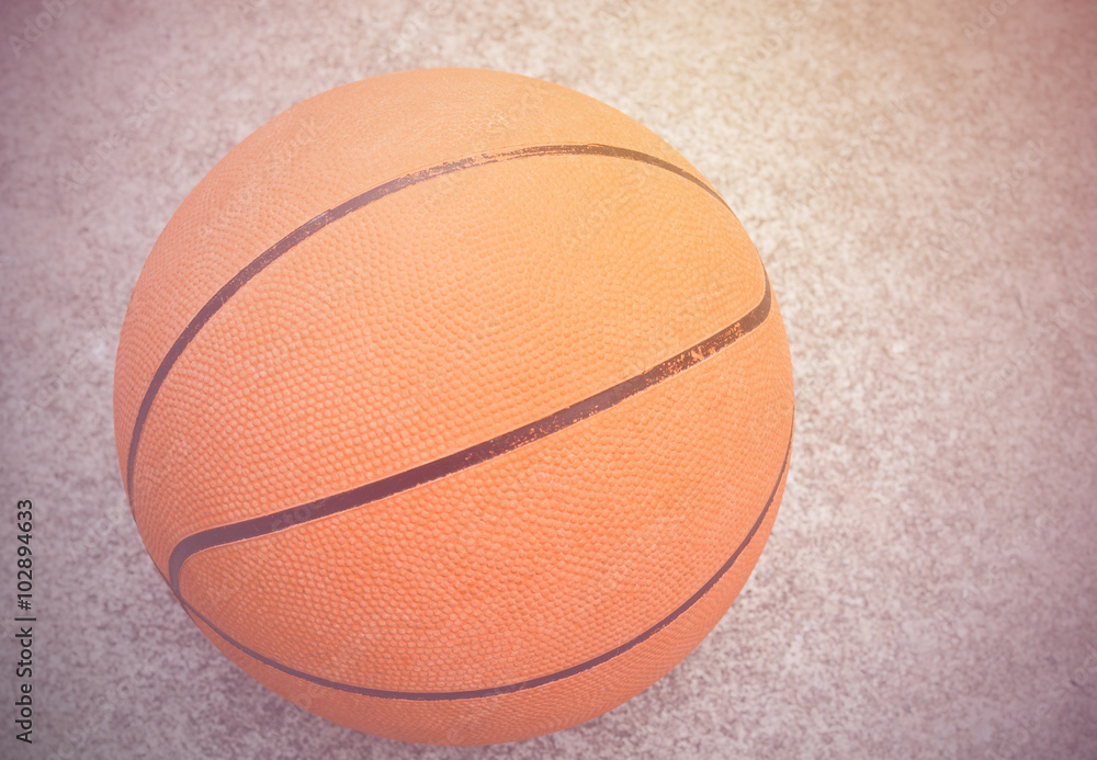 Basketball on cement floor