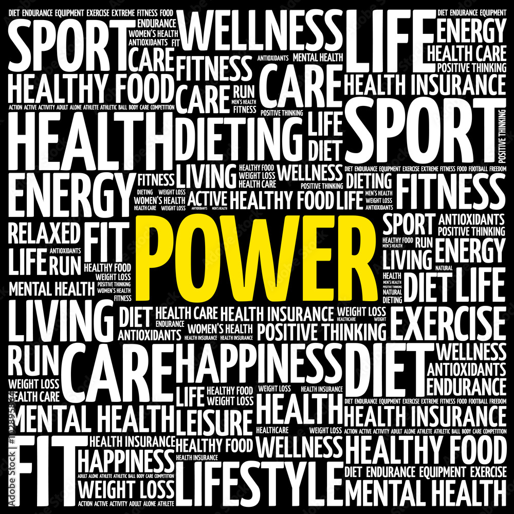 Obraz premium POWER word cloud background, health concept