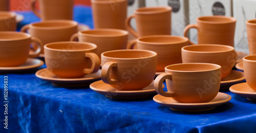 cup of tea sets made from pottery.