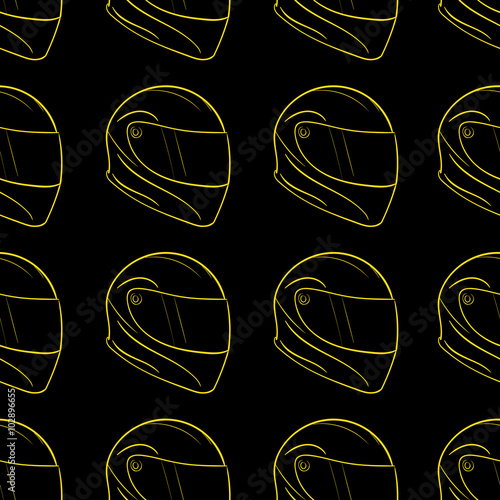 Seamless yellow contours of helmets
