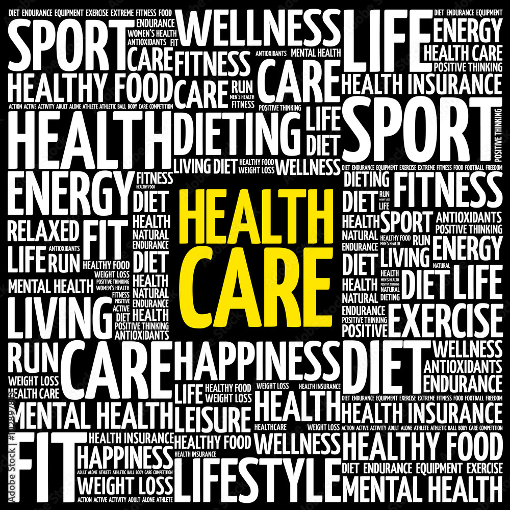 Obraz premium Health care word cloud background, health concept