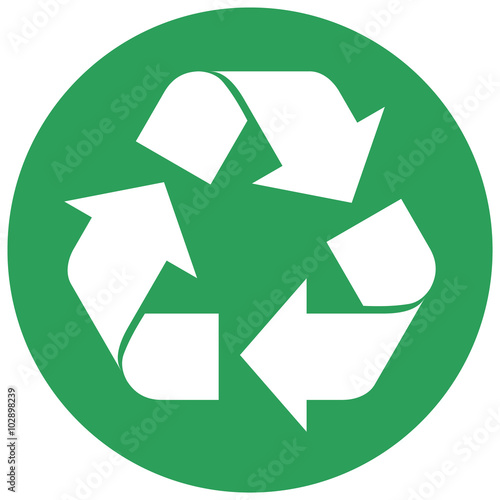 Round green recycling symbol