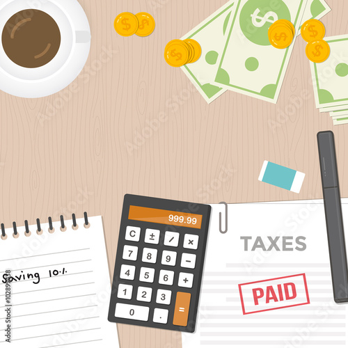 Tax payment and money management concept design, Flat design vector illustration.