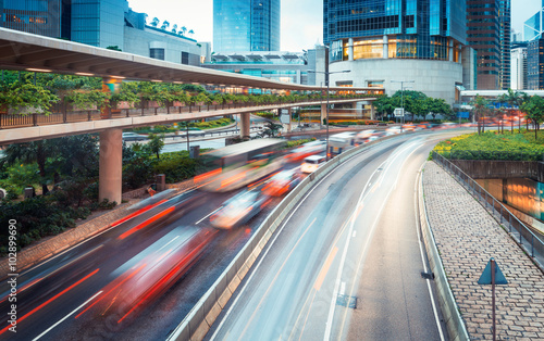 Photography modern cityscape and road of Hongkong