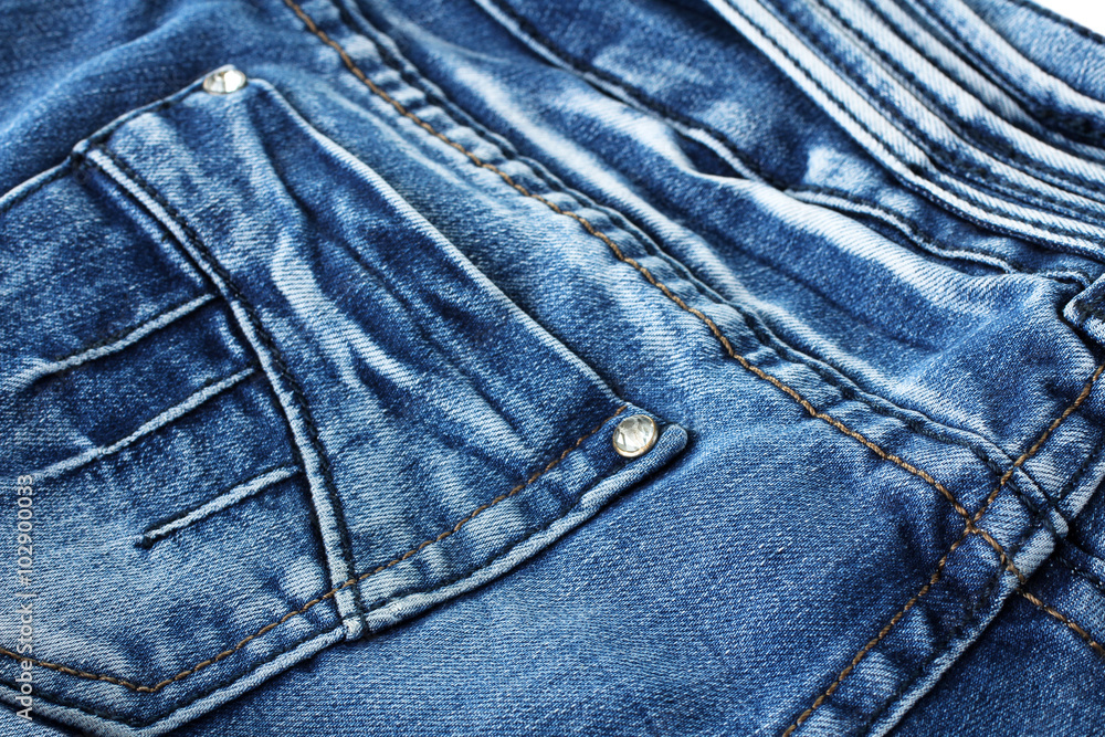new blue jeans handmade close up new blue jeans handmade close up