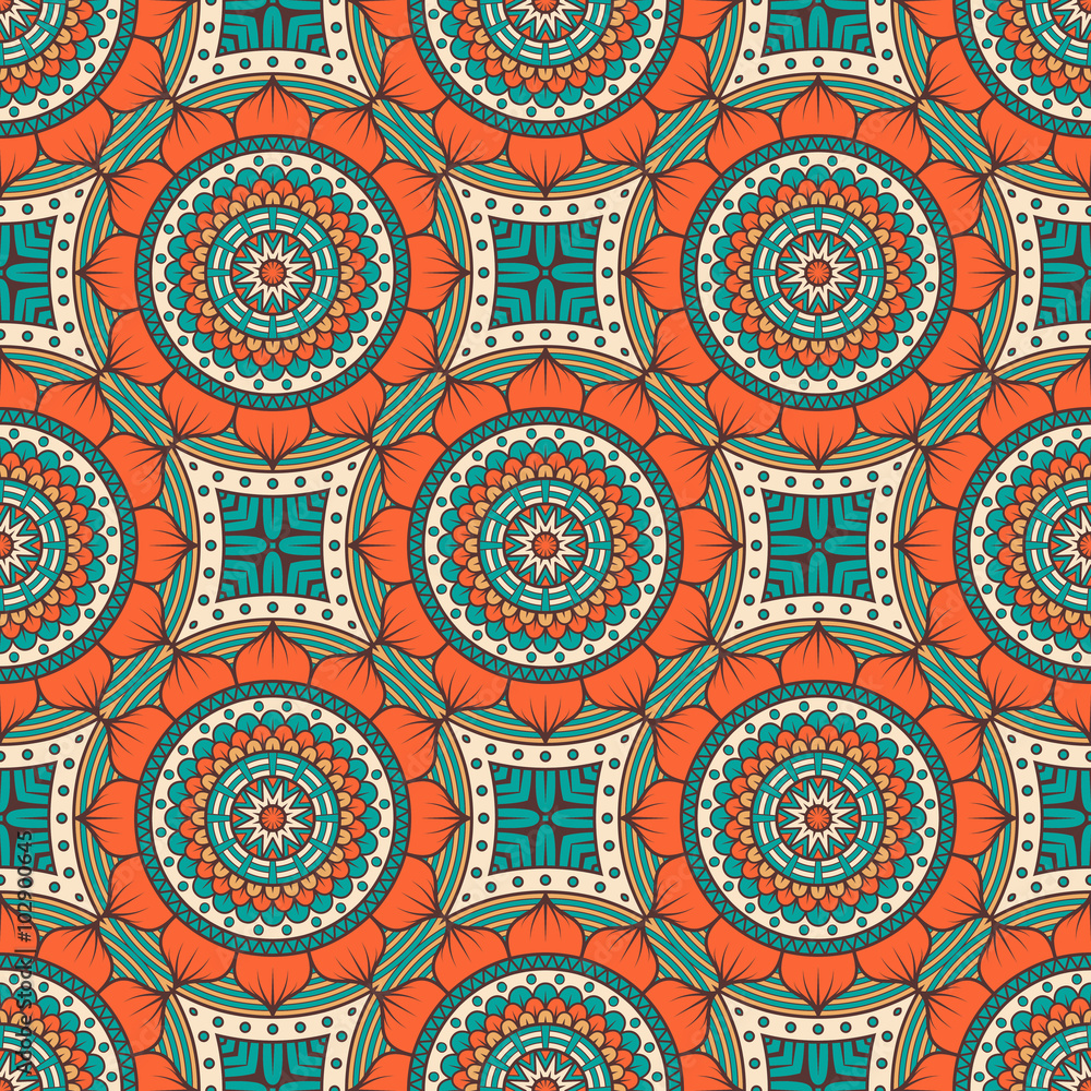Fototapeta premium Ethnic floral seamless pattern