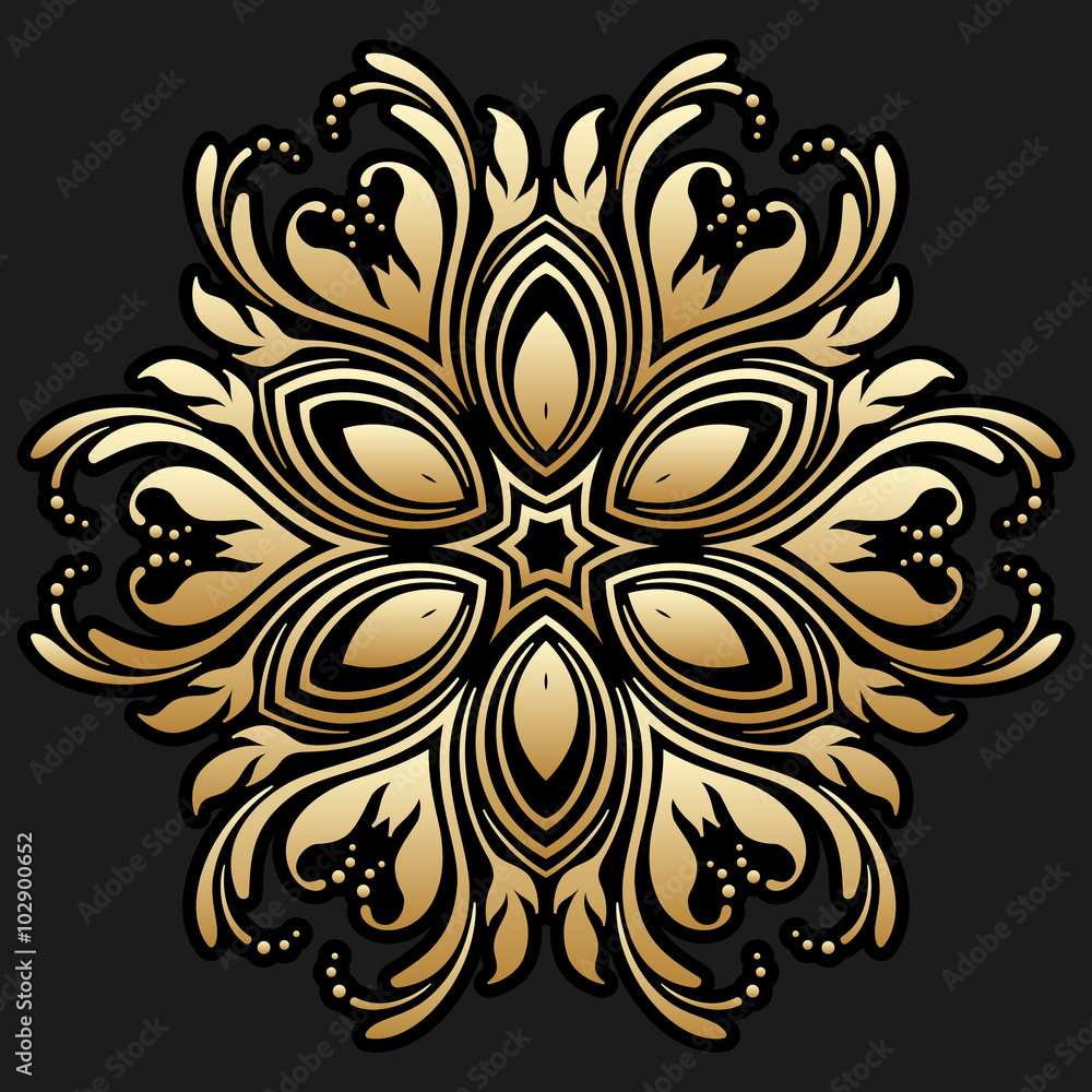 Vector gold round ornament. Vector gold round ornament.