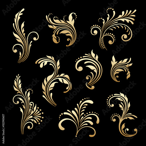 Vector set of vintage decorative elements.