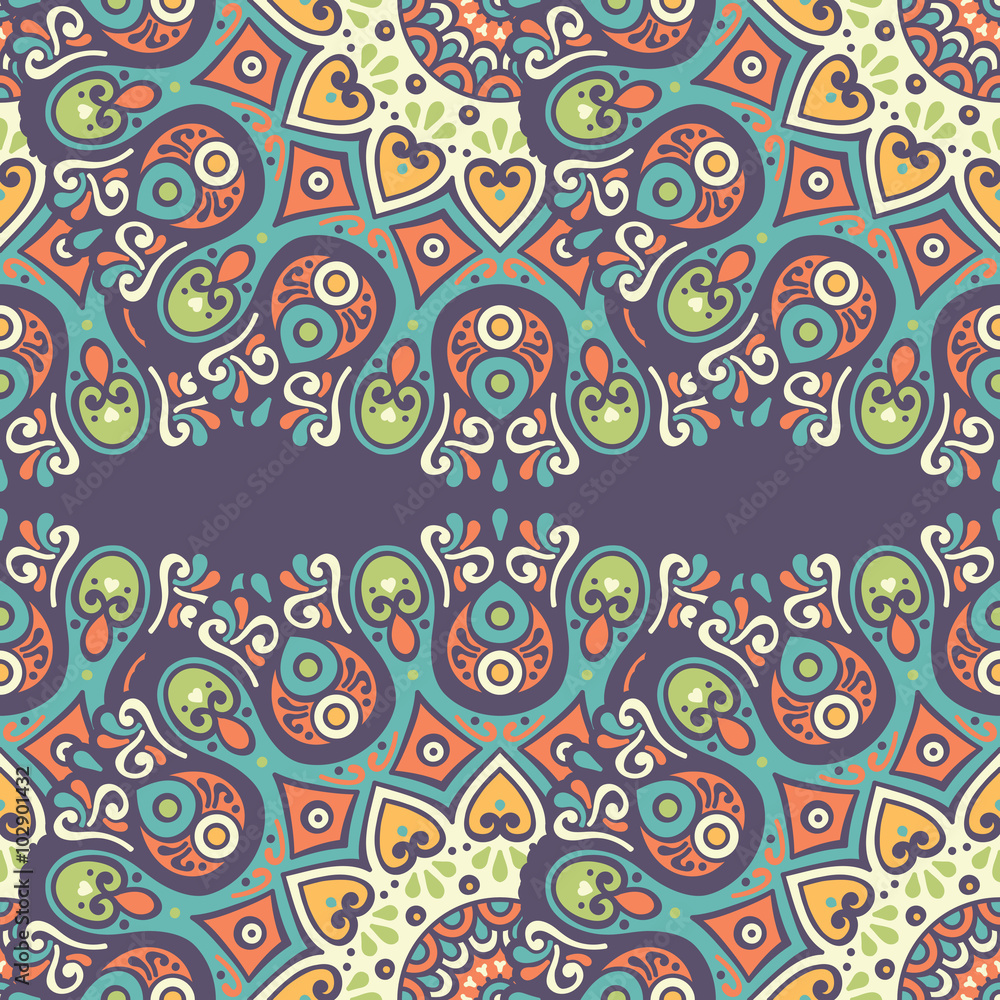 Naklejka premium Ethnic floral seamless pattern