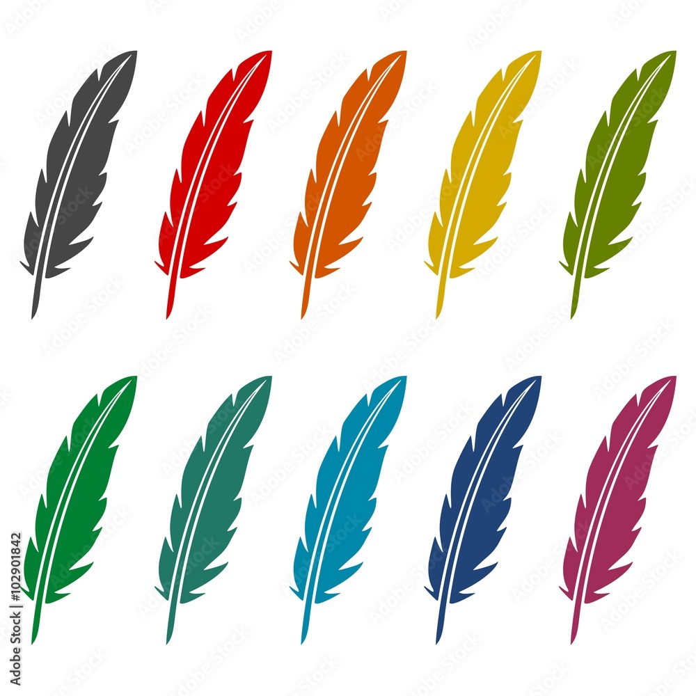 Feather sign icons set Feather sign icons set