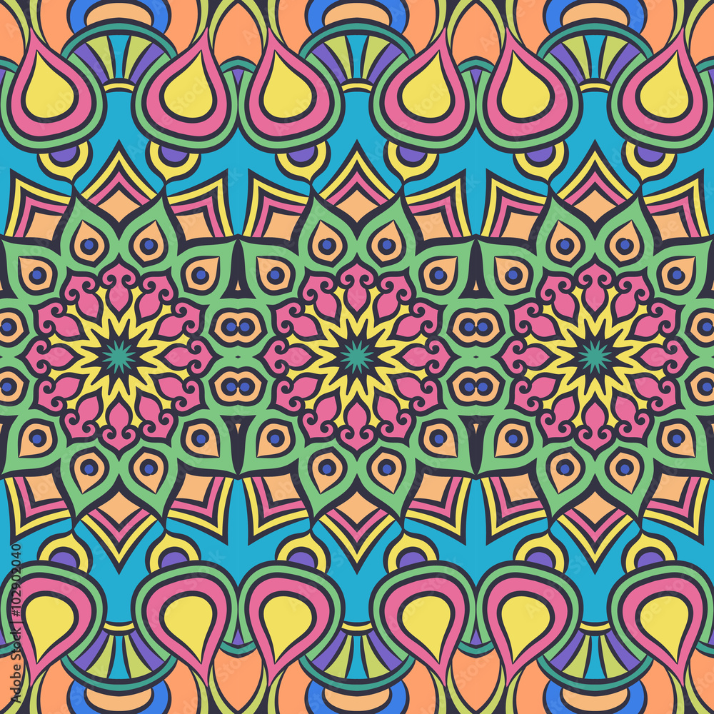 Fototapeta premium Ethnic floral seamless pattern