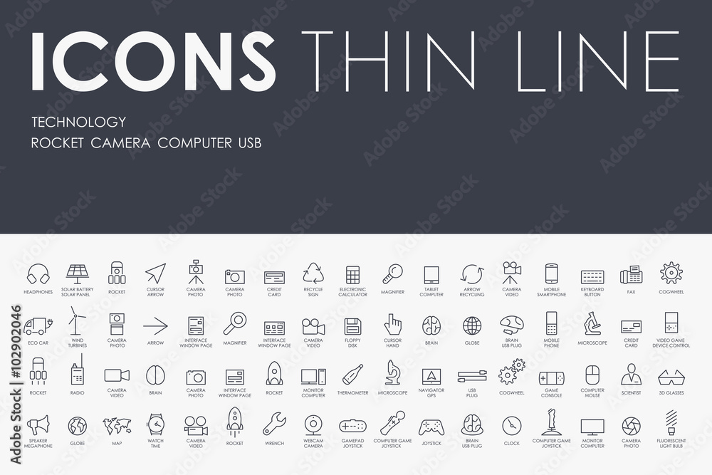 technology Thin Line Icons
