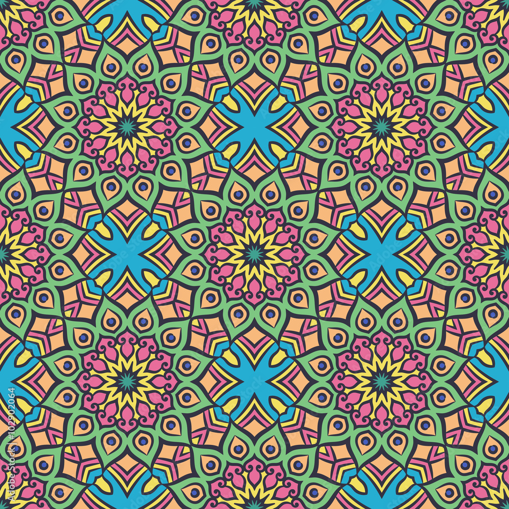 Fototapeta premium Ethnic floral seamless pattern