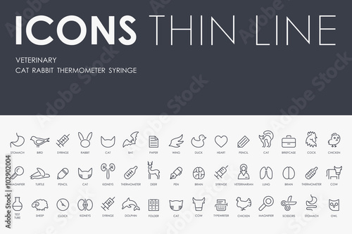 veterinary Thin Line Icons