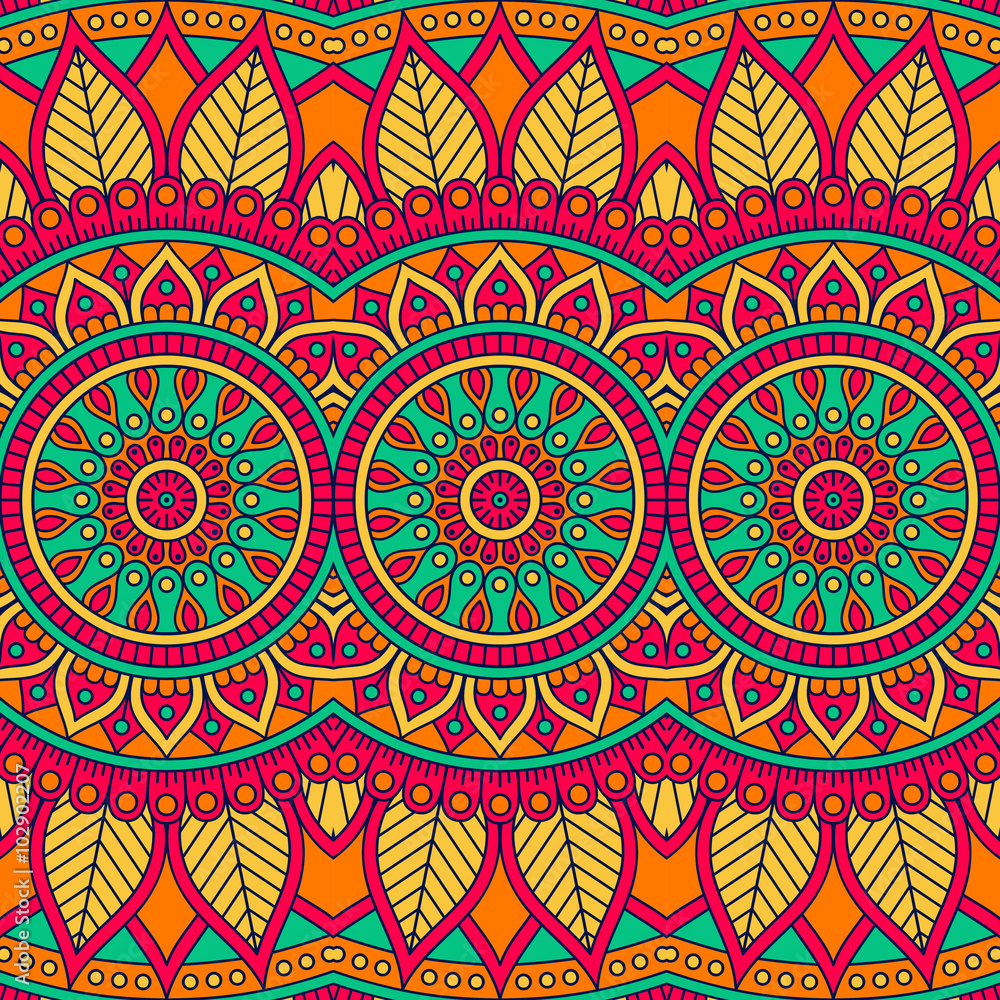 Ethnic floral seamless pattern