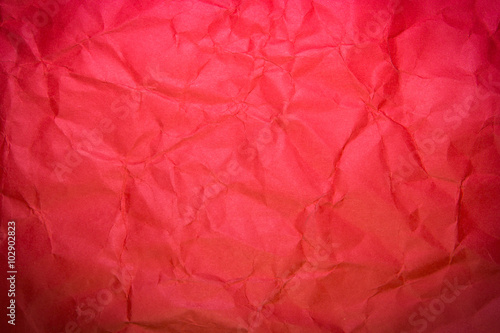 Red crumpled recycle paper background and texture