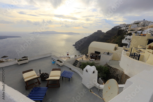 Romantic spot in Santorini island   Greece
