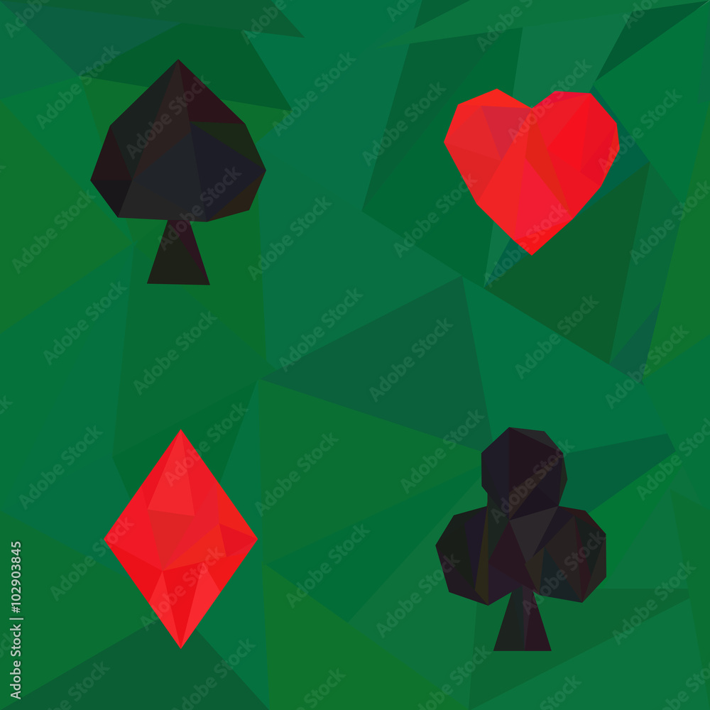 seamless low poly pattern with card suits seamless low poly pattern with card suits