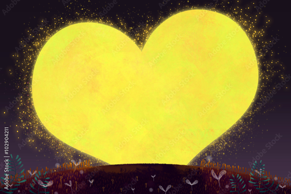 Creative Illustration and Innovative Art: Happy Valentine's Day, The Love  Moon. Realistic Fantastic Cartoon Style Artwork Scene, Wallpaper, Story  Background, Card Design Stock Illustration | Adobe Stock
