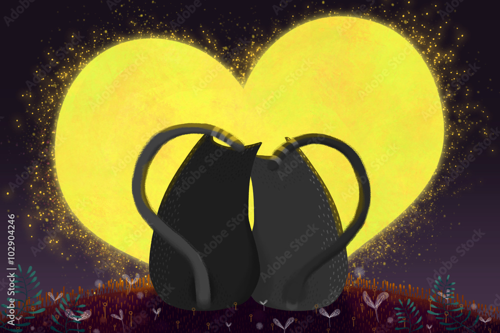 Creative Illustration and Innovative Art: Happy Valentine's Day, The Love Cats Couple. Realistic Fantastic Cartoon Style Artwork Scene, Wallpaper, Story Background, Card Design Stock Illustration | Adobe Stock Creative Illustration and Innovative Art: Happy Valentine's Day, The Love Cats Couple. Realistic Fantastic Cartoon Style Artwork Scene, Wallpaper, Story Background, Card Design Stock Illustration | Adobe Stock