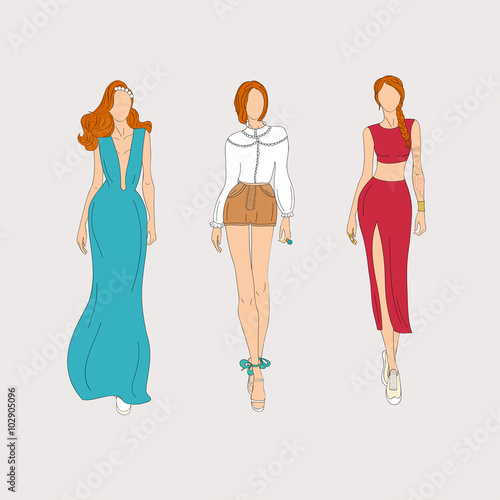 Hand drawn fashion models.