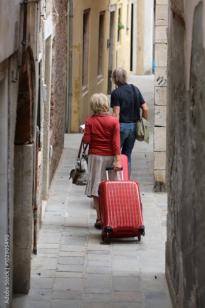 Obraz premium Aged couple with suitcases