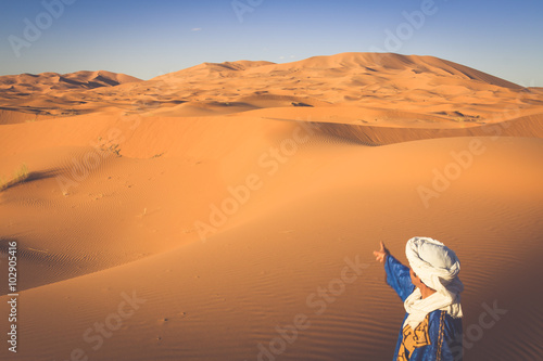 Desert dune at Erg Chebbi near Merzouga in Morocco. photo