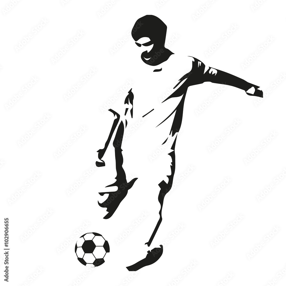 Soccer player vector illustration. Footballer isolated abstract