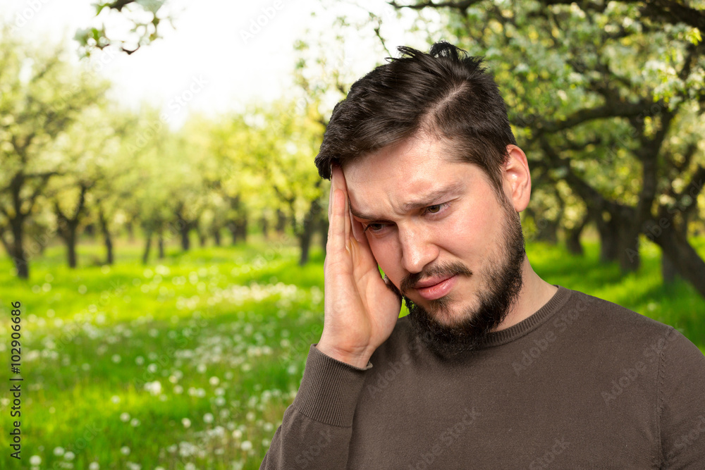 Brutal bearded man thinking Brutal bearded man thinking