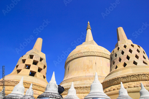Sandstone Pagoda in Pa Kung Temple at Roi Et of Thailand. There is a place for meditation.